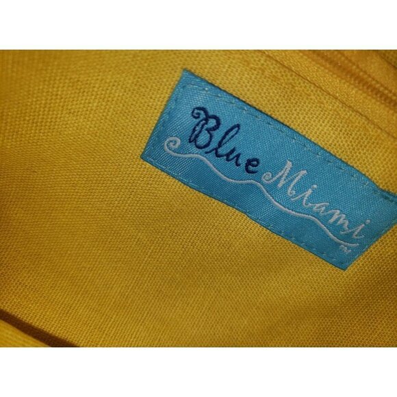 NWT BLUE MIAMI Handbag Purse Straw Woven Yellow Wooden Handles - Picture 5 of 6